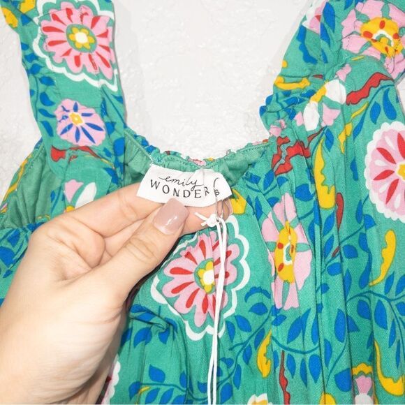 NWT Emily Wonder x Andree By Unit‎ Green Floral Shift Dress Size Small - Picture 3 of 6